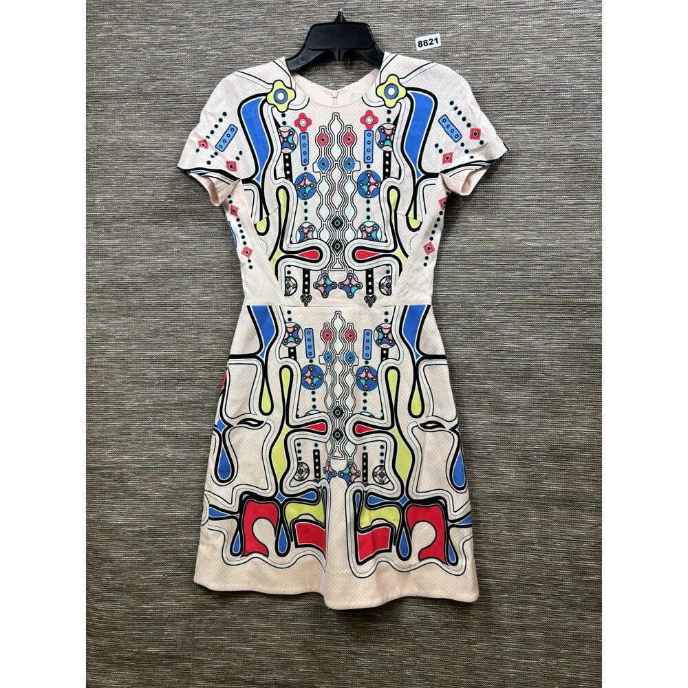 Peter Pilotto Dress Womens Sz 4 Multicolor Abstract Geometric Fit & Flare Short